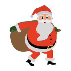 Santa claus with bag cartoon icon vector illustration graphic design