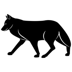 Vector image of a silhouette of a wolf on a white background