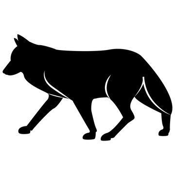 Vector image of a silhouette of a wolf on a white background