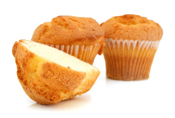 Muffins on the white background