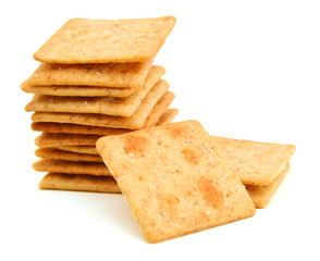 Crackers  on white background with clipping path