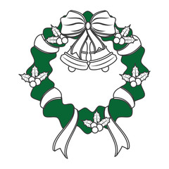 Christmas wreath with bell icon vector illustration graphic design