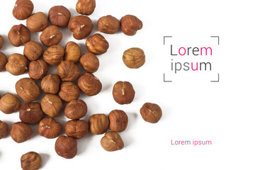 Nuts Hazelnut, text Loream Ipsum