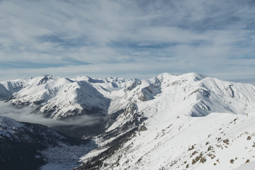 Fototapeta na wymiar A view of The Tatra Mountains in winter, Slovakia.