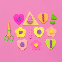 Candy Minimal Sweet vibes. Fashion Flatlay art. Candy lover Concept