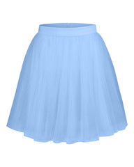 Cyan light blue tulle ballerina skirt isolated on white