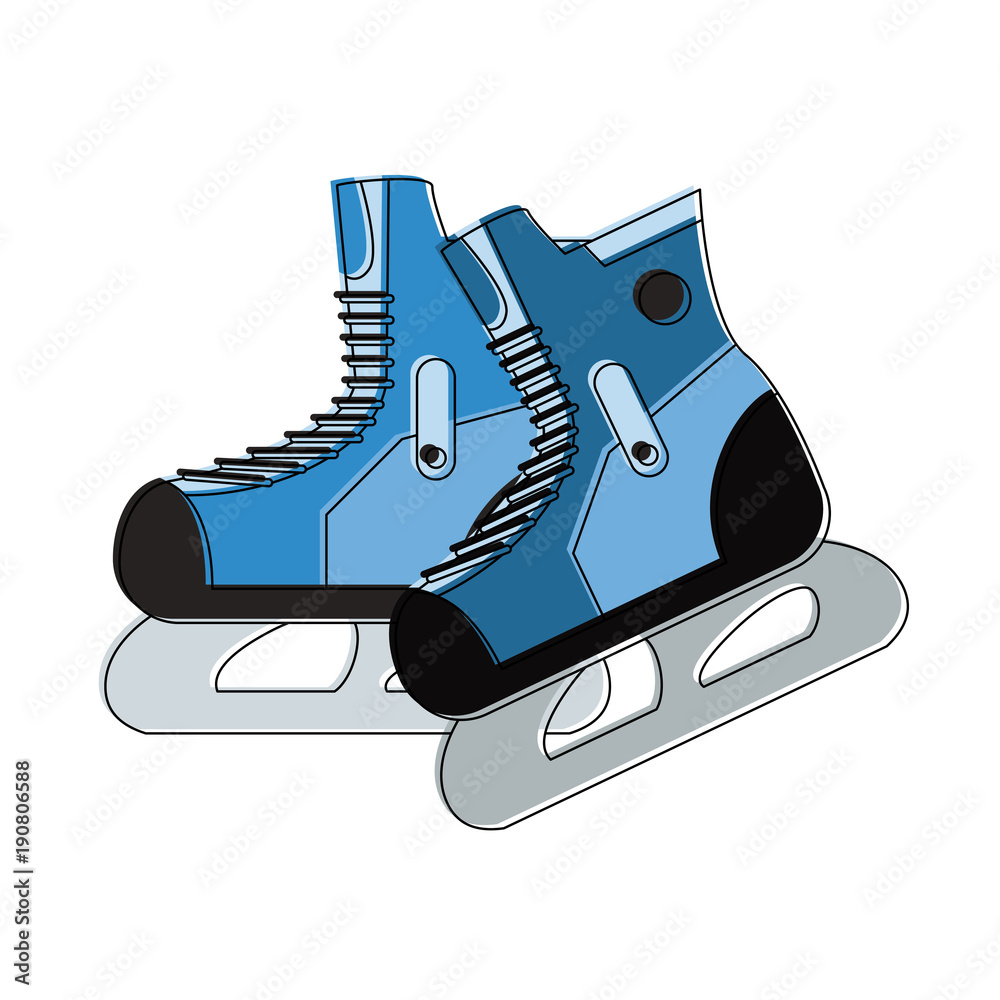 Sticker ice skates isolated icon vector illustration graphic design