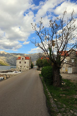 Fototapeta na wymiar Road in the bay of Kotor