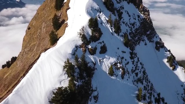 drone flight over a ridge
