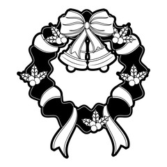 Christmas wreath with bell icon vector illustration graphic design