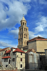 Fototapeta na wymiar Old bell tower of Diocletian palace, Split