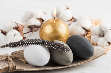 Grey black white easter eggs