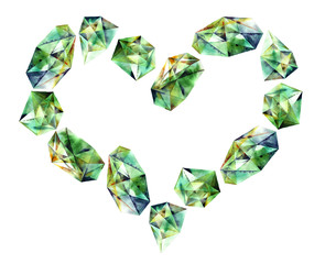 Fototapeta premium Watercolor diamonds heart