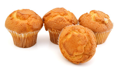 tasty muffin cake, isolated on white