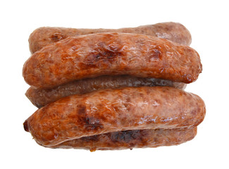 Grilled bratwurst isolated on white