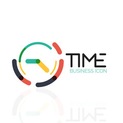 Vector abstract logo idea, time concept or clock business icon. Creative logotype design template