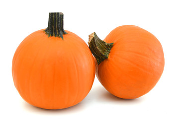 Fresh orange pumpkin isolated on white background.