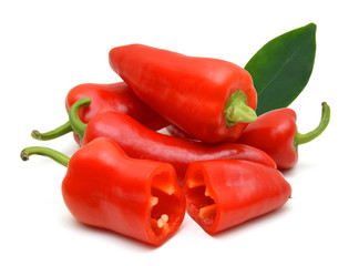 Red Bulgarian pepper on a white background