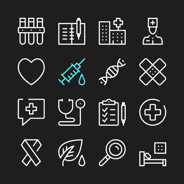 Medical line icons. Modern graphic elements, simple outline thin line design symbols. Vector icons set