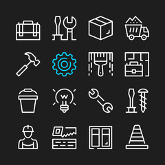 Maintenance, home repair tools line icons. Modern graphic elements, simple outline thin line design symbols. Vector icons set