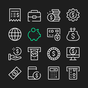 Financial line icons. Modern graphic elements, simple outline thin line design symbols. Vector icons set