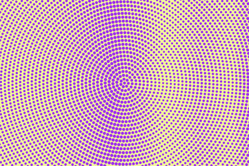 Purple yellow dotted halftone. Halftone vector background. Vertical centered dotted gradient.