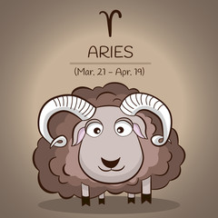 Aries zodiac sign in vector as vintage retro cartoon character