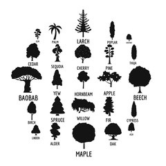 Tree icons set. Simple illustration of 25 tree vector icons for web