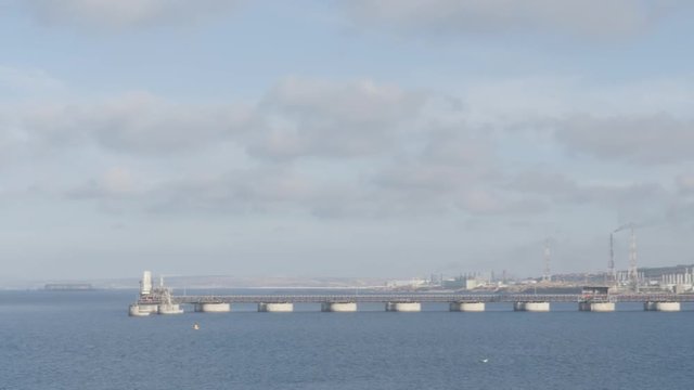 Jetty of LNG marine terminal in distance