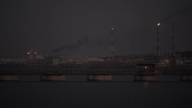 Petrochemical refinery in dusk