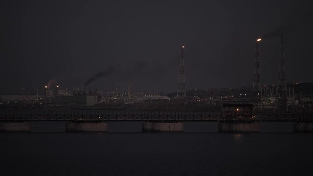 Petrochemical refinery in twilight