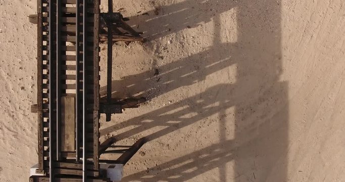 Wooden Train Tracks Bridge over Mojave River Aerial
