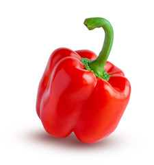 Red bell pepper with shadow isolated on a white background (design element)