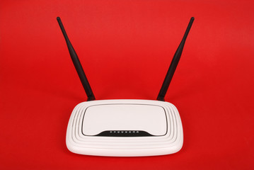 White WI-FI router with two antennas