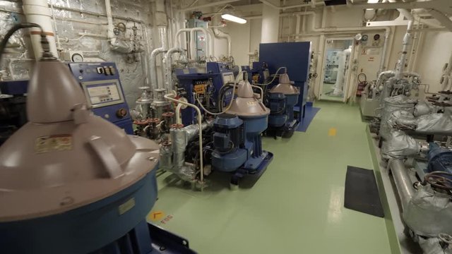 Purifier in engine room of ship