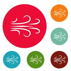 Wind icons circle set vector isolated on white background