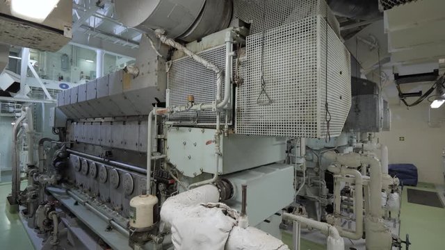 Diesel generators in engine room of ship