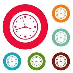 Clock design icons circle set vector isolated on white background
