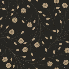 Stylish pattern with cute flowers and leaves