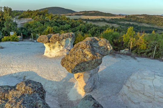 Rock formation Stone Mushrooms near Beli plast village, Kardzhali Region, Bulgaria