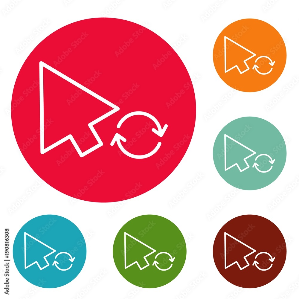 Poster arrow cursor loading icons circle set vector isolated on white background