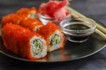 sushi rolls with eel