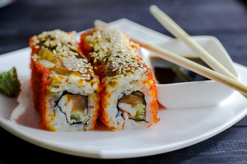 sushi rolls with eel