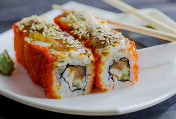 sushi rolls with eel