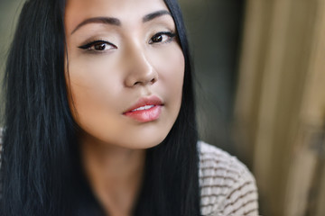 Model posing looking at camera