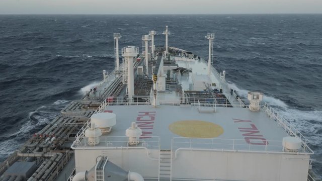 Gas tanker in stormy sea