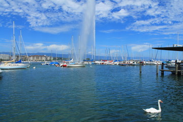 Lac et jet d'eau de Gen&egrave;ve, Suisse