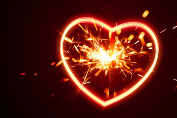 heart light with sparks background
