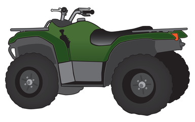 A green and black all terrain vehicle