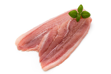 Fillet of Fish Pangasius. Isolated on white background.